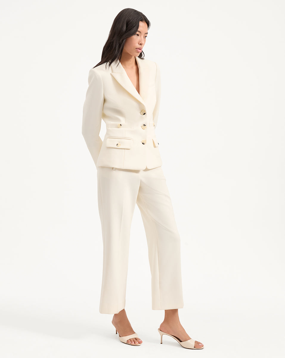 Terre Cropped Dickey Jacket in White | Veronica Beard