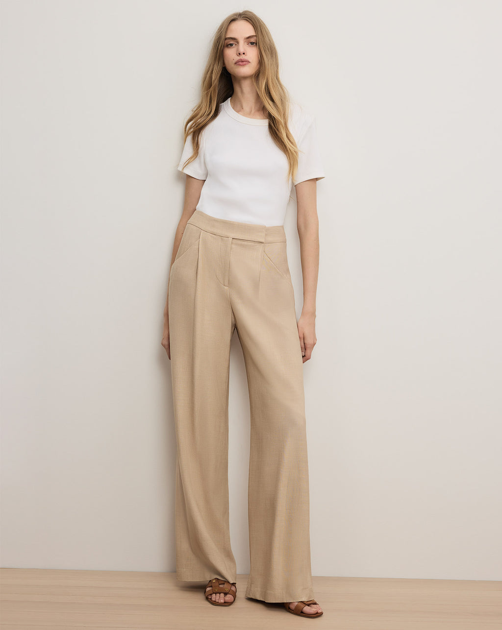 Veronica Beard Marbeau Wide-Leg Pant (Copy for testing) - Stone Khaki