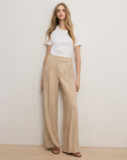 Veronica Beard Marbeau Wide-Leg Pant (Copy for testing) - Stone Khaki