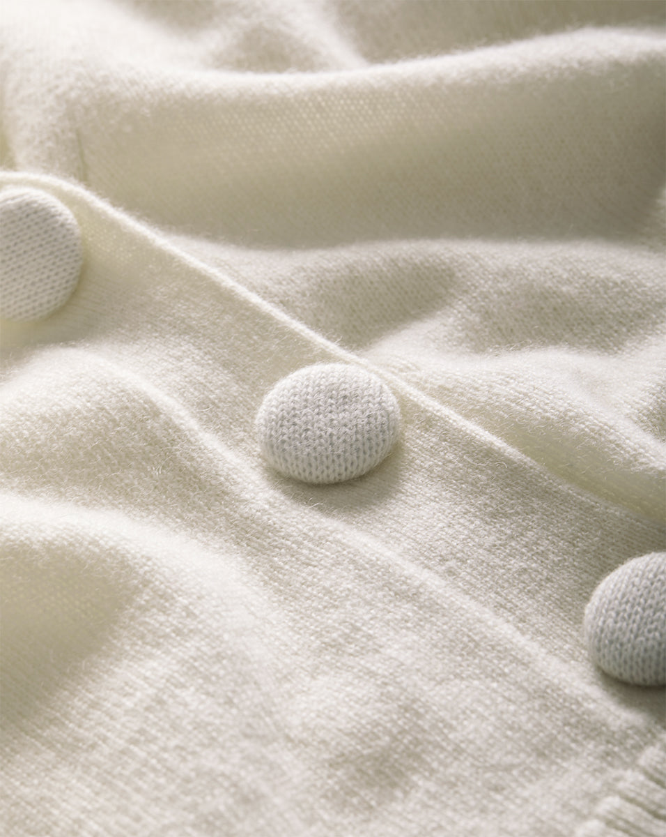 Solene Short Sleeve Cashmere Cardigan in Ivory | Veronica Beard