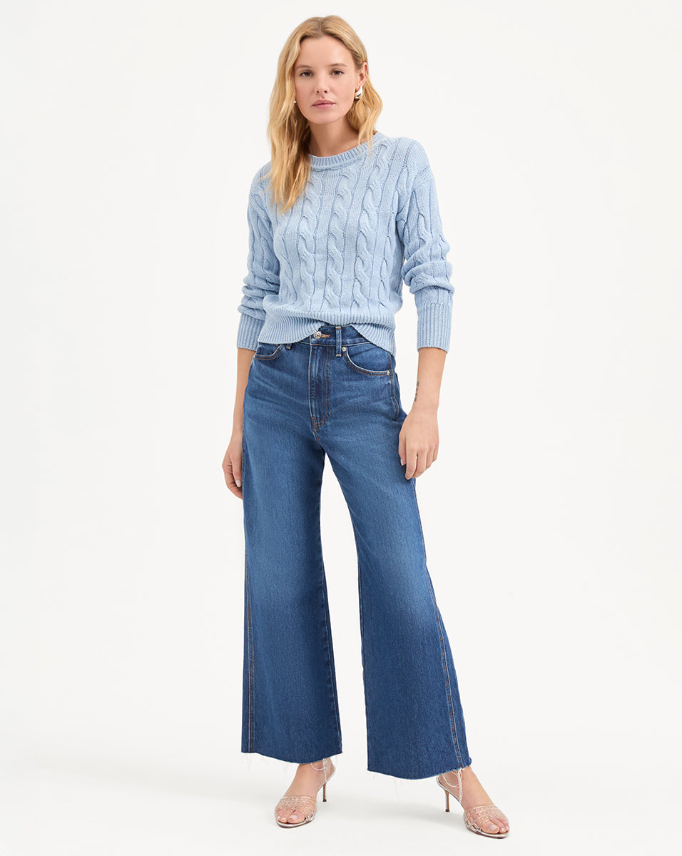 Veronica Beard Eleanor Cable Knit Pullover - Bluebell