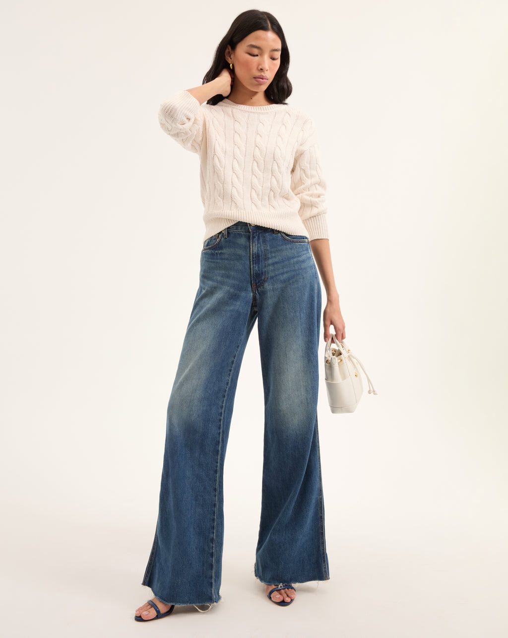 Veronica Beard Eleanor Cable Knit Pullover - Off-White
