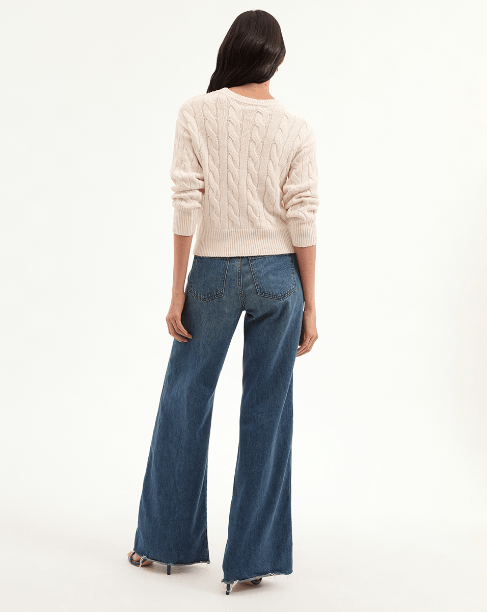 Veronica Beard Eleanor Cable Knit Pullover - Off-White