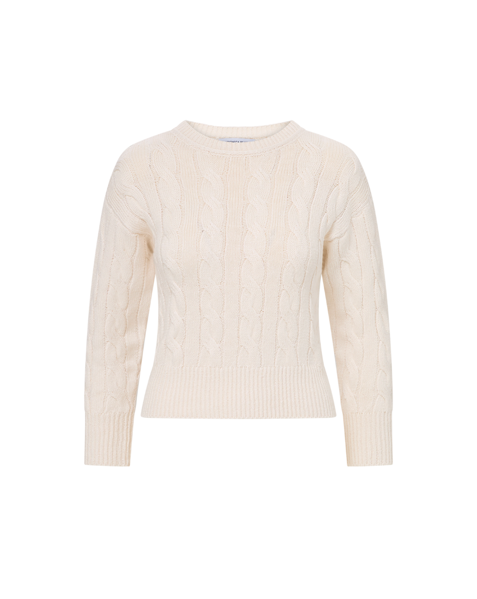 Veronica Beard Eleanor Cable Knit Pullover Off-White