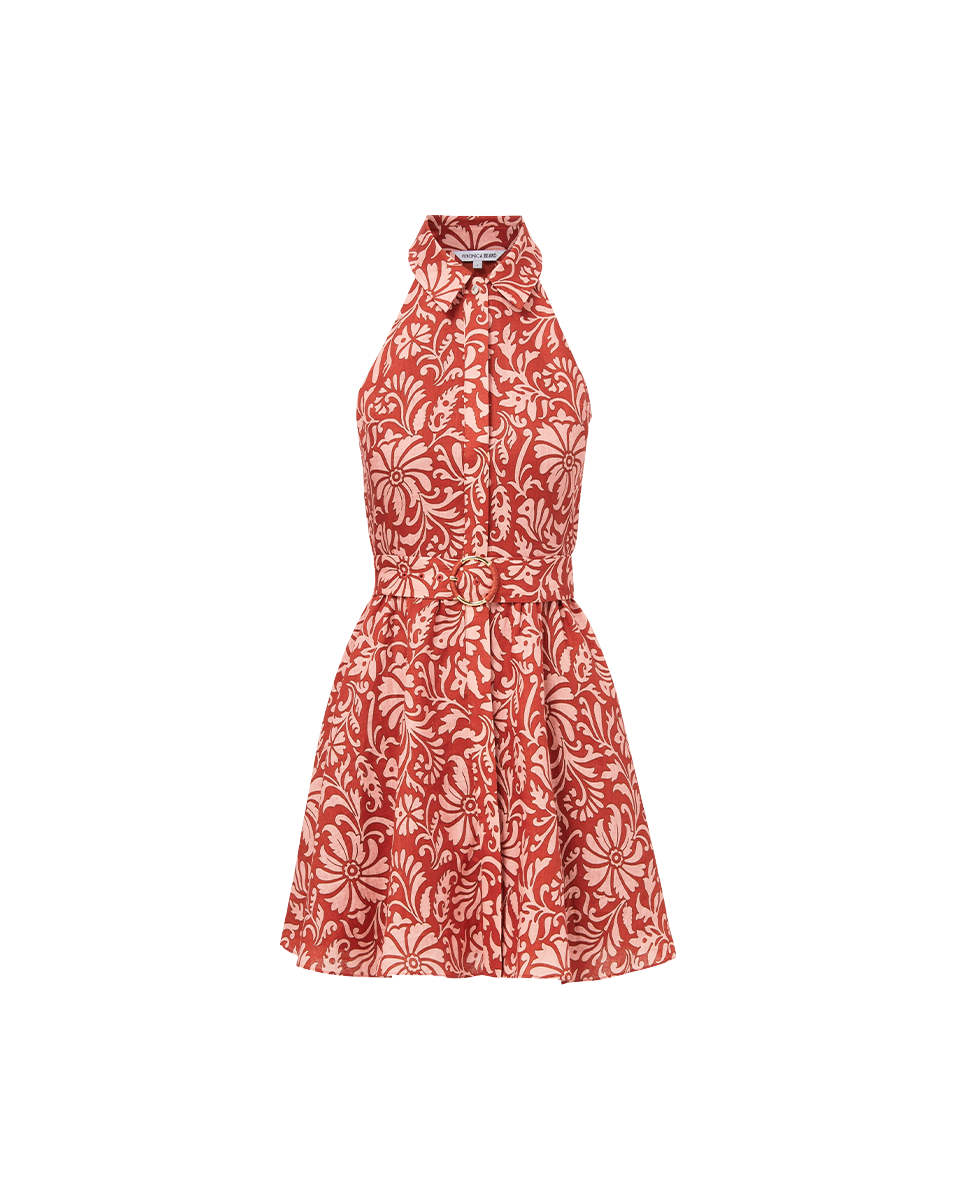 Veronica Beard Beau Linen Dress - Dark Persimmon Multi