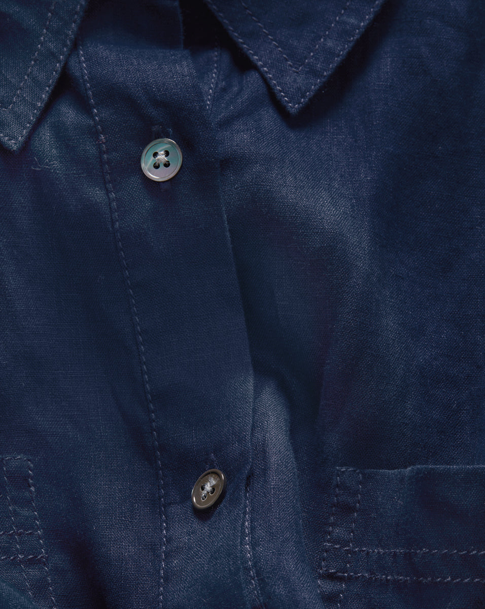 Veronica Beard Gil Linen Shirt - Navy