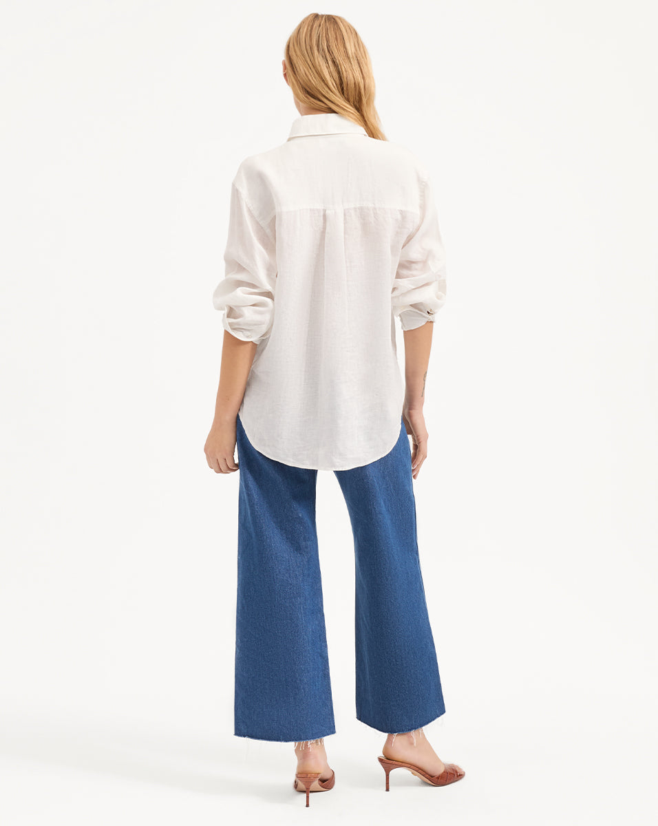 Veronica Beard Gil Linen Shirt - Off-White