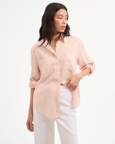 Veronica Beard Gil Linen Shirt - Pink Shell