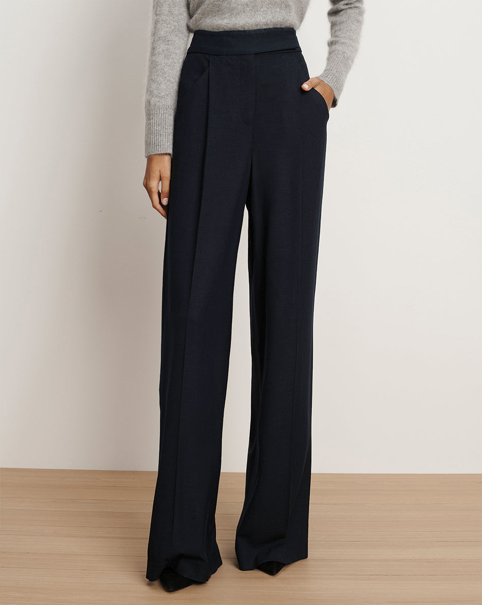 Marbeau Wide-Leg Pant in Navy | Veronica Beard Marbeau Wide-Leg Pant in Navy | Veronica Beard