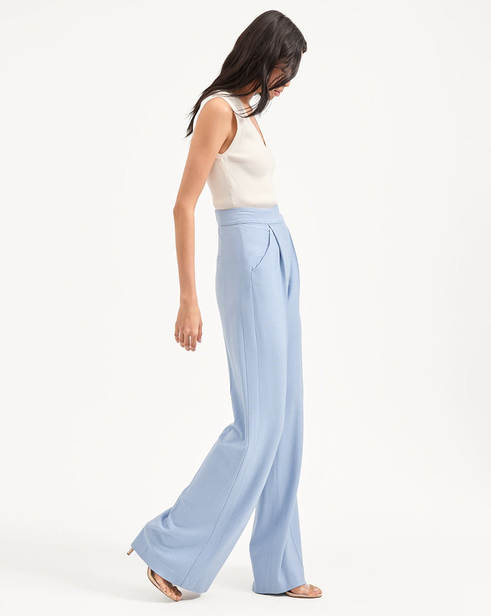 Veronica Beard Marbeau Wide-Leg Pant - Bluebell
