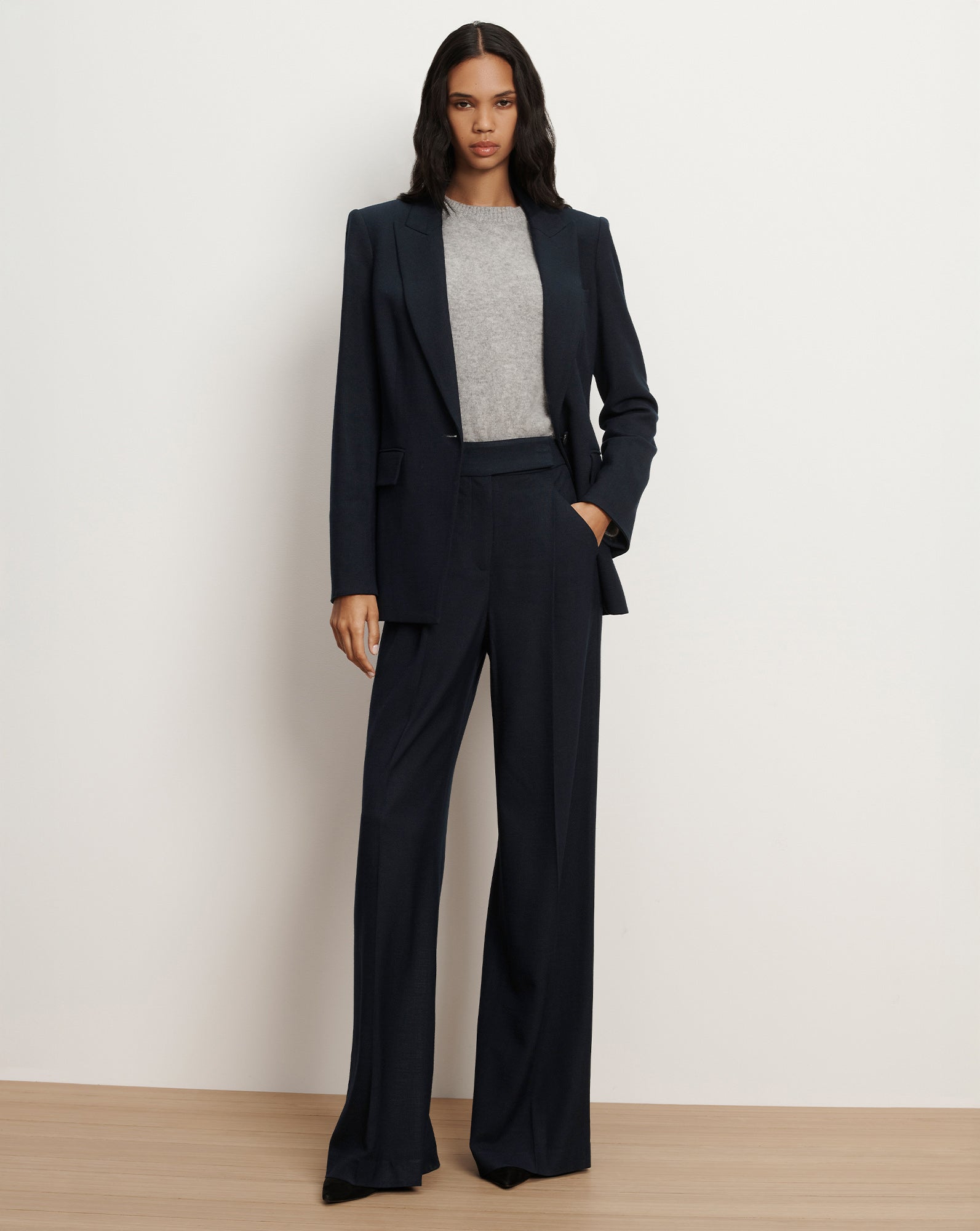 Veronica Beard Marbeau Wide-Leg Pant - Navy