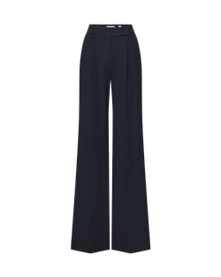 Veronica Beard Black wide-leg trousers with pleated front details.