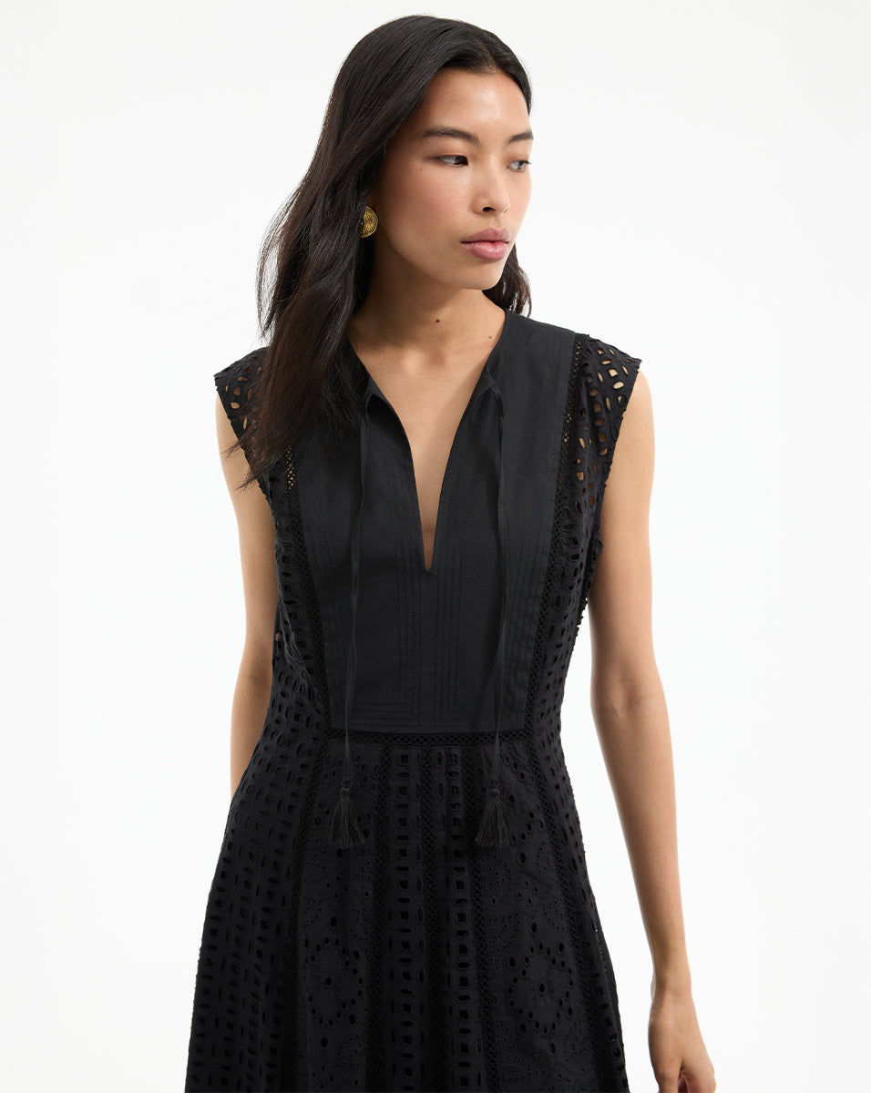 Alina Eyelet Maxi Dress in Black | Veronica Beard