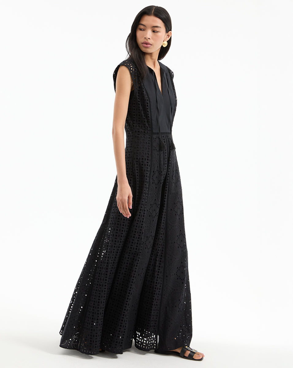 Veronica Beard Alina Eyelet Maxi Dress - Black