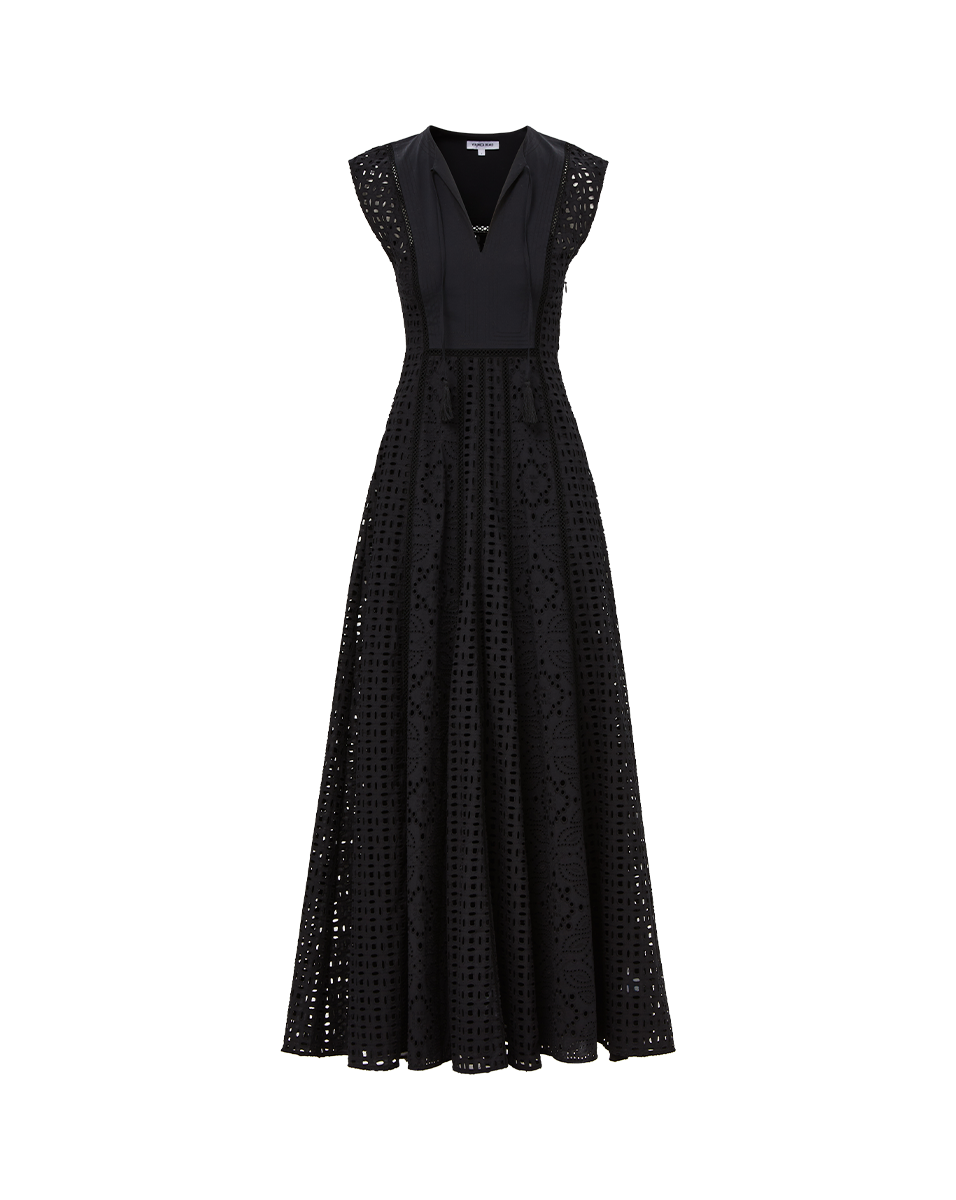 Veronica Beard Alina Eyelet Maxi Dress - Black