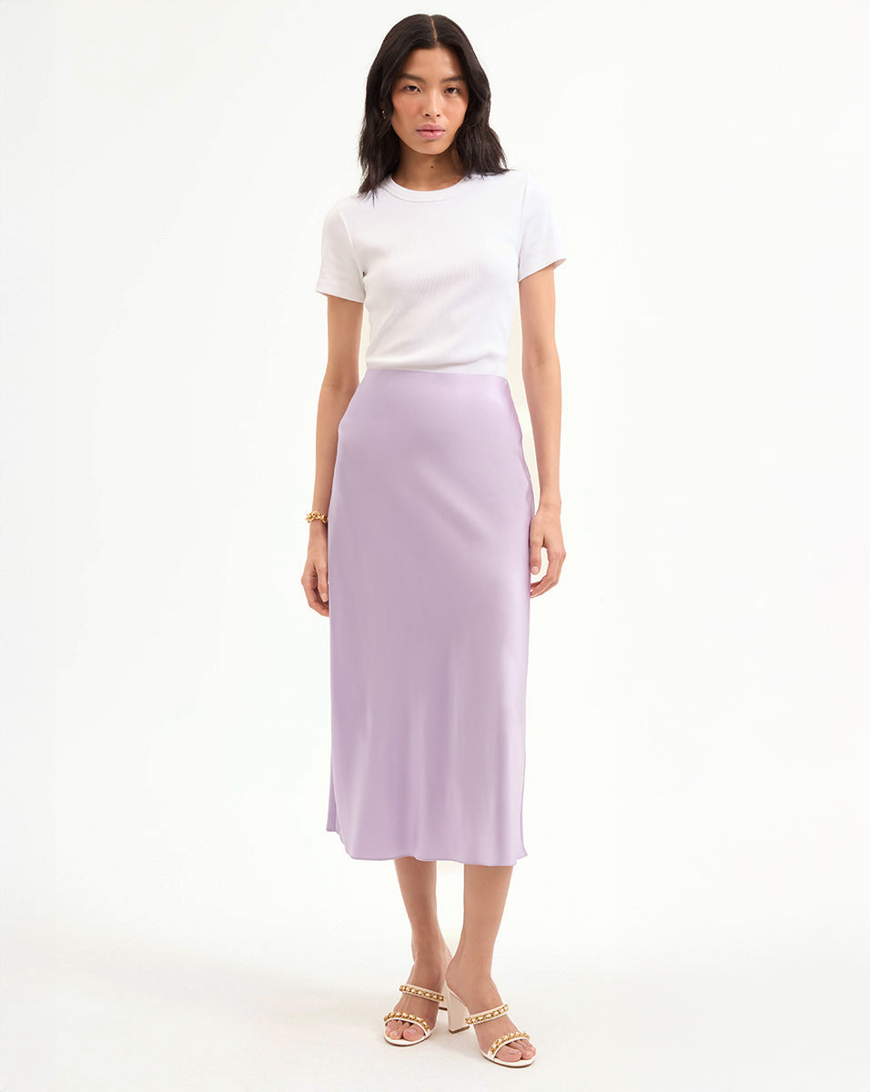 Veronica Beard Clover Stretch-Silk Slip Skirt - Soft Lilac