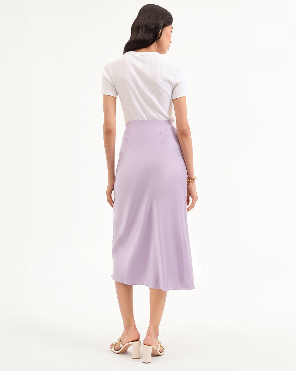 Veronica Beard Clover Stretch-Silk Slip Skirt - Soft Lilac