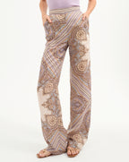 Veronica Beard Grigore Silk Pant - Stone Khaki Multi