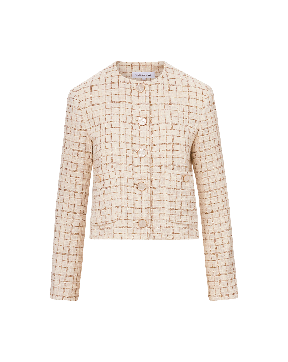 Veronica Beard Andrea Metallic Tweed Jacket - Dove/Gold Lurex