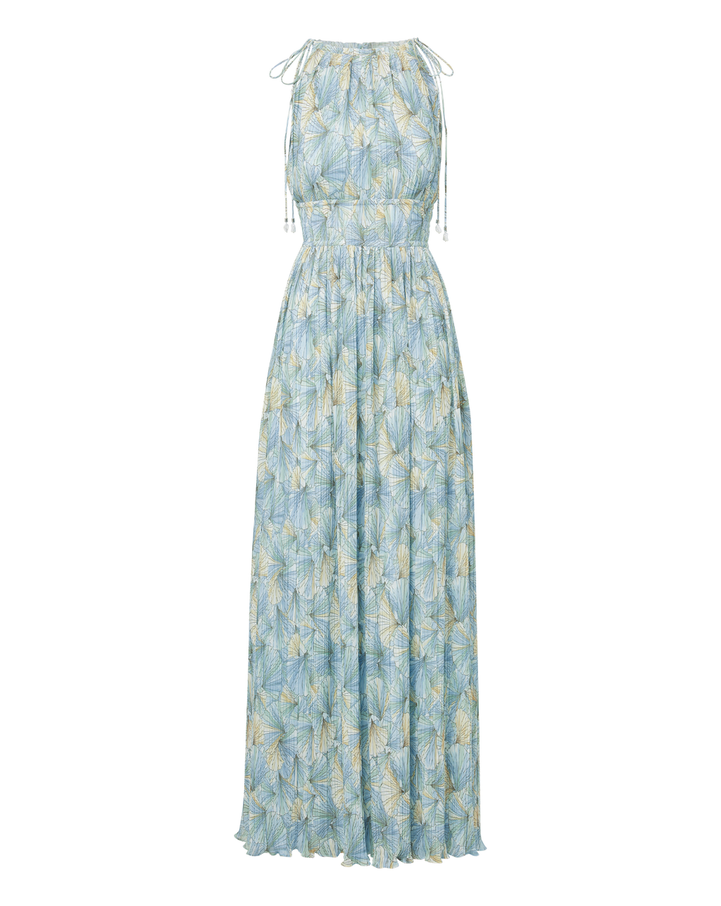Veronica Beard Yardley Pleated Maxi Dress - Powder Blue Multi