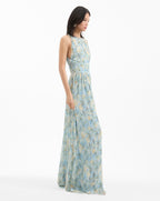 Veronica Beard Yardley Pleated Maxi Dress - Powder Blue Multi