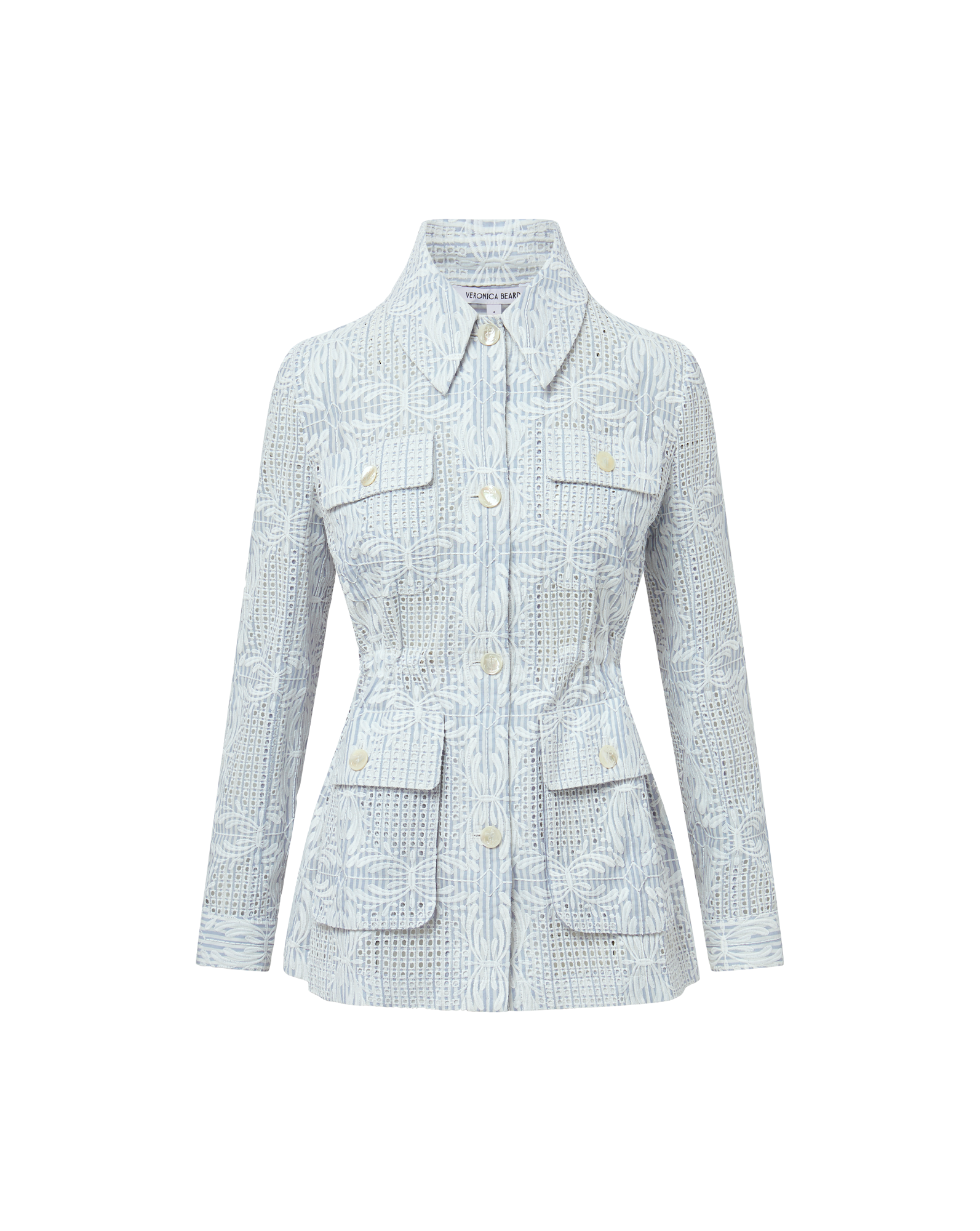 Veronica Beard Kiki Eyelet Jacket - Blue/White