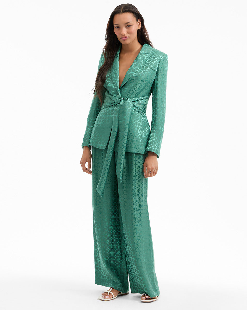 green emerald velvet dress Veronica Beard Issel Wrap Jacket | Clover