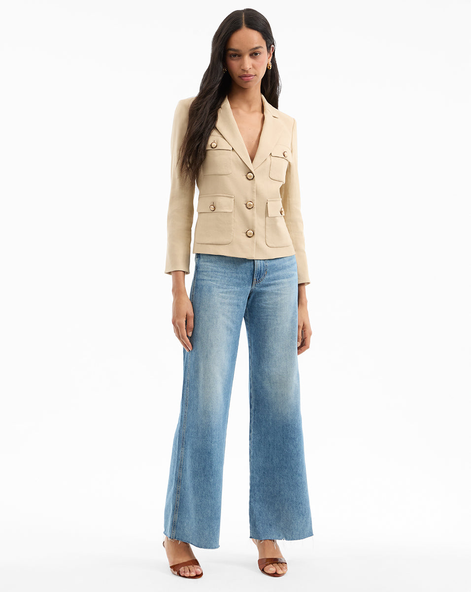 Schuyler Flap-Pocket Jacket in Stone Khaki | Veronica Beard