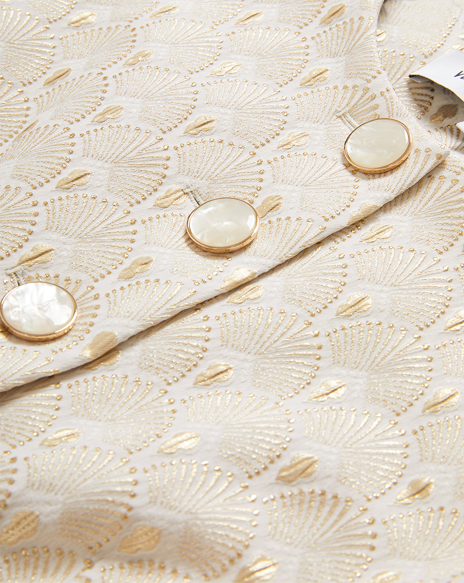 Veronica Beard Lois Gold-Print Vest - Off-White/Gold