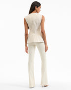 Veronica Beard Lois Gold-Print Vest - Off-White/Gold