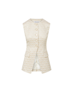 Veronica Beard Lois Gold-Print Vest - Off-White/Gold