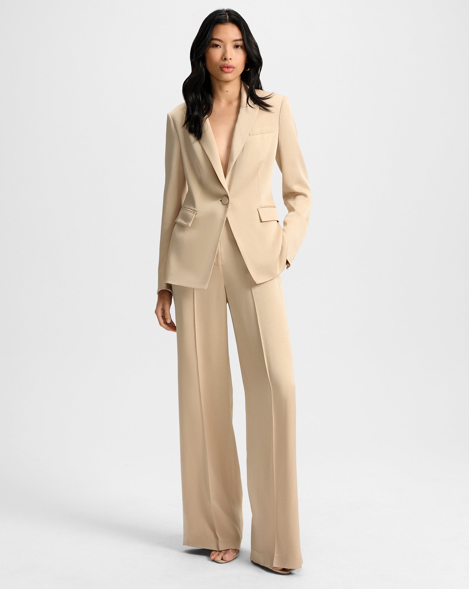 Long and Lean Dickey Jacket in Stone Khaki | Veronica Beard