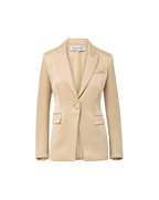 Veronica Beard Long and Lean Satin Dickey Jacket - Stone Khaki