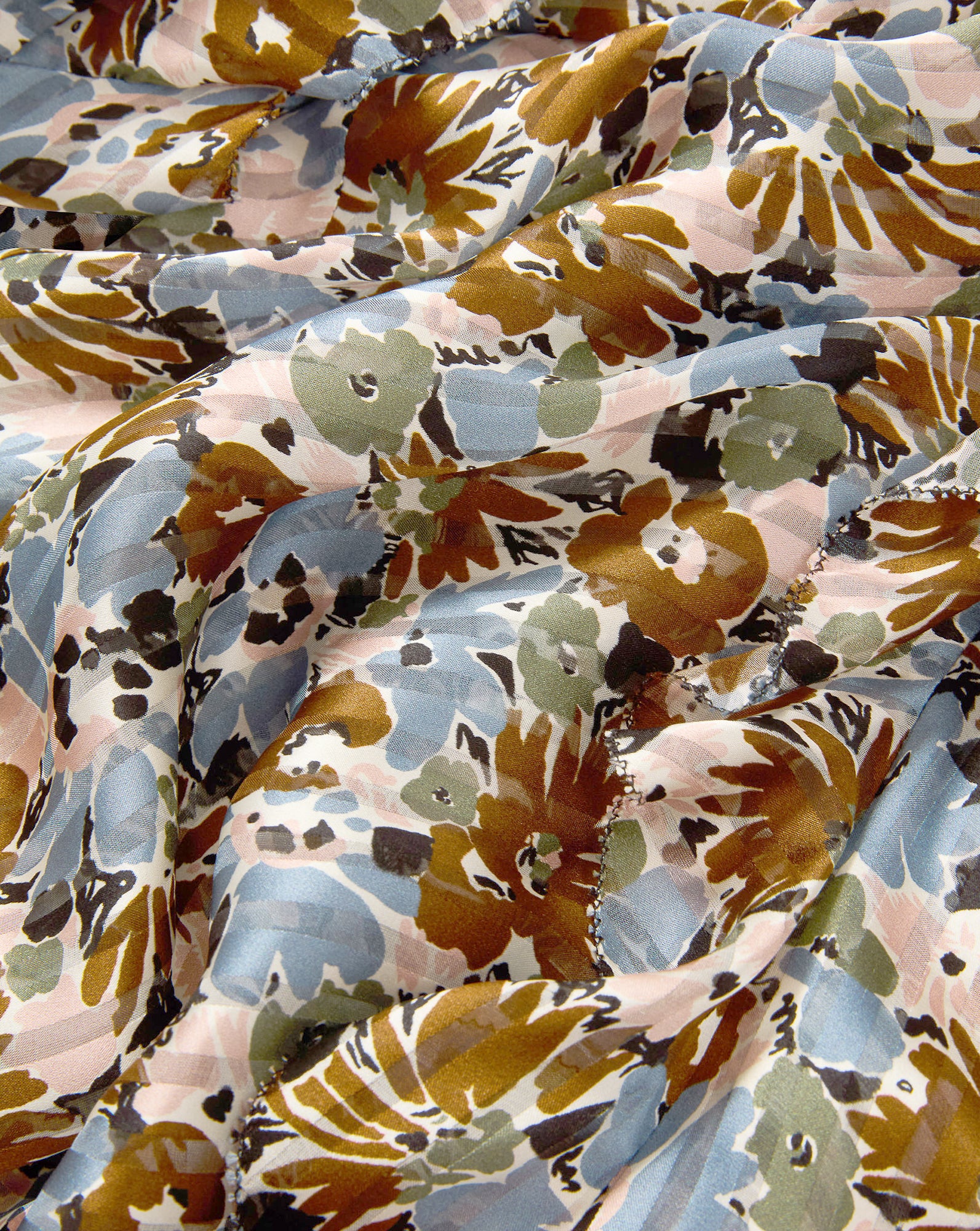 Avenel Silk Midi Dress in Blue & Green Floral Lake Mist Multi