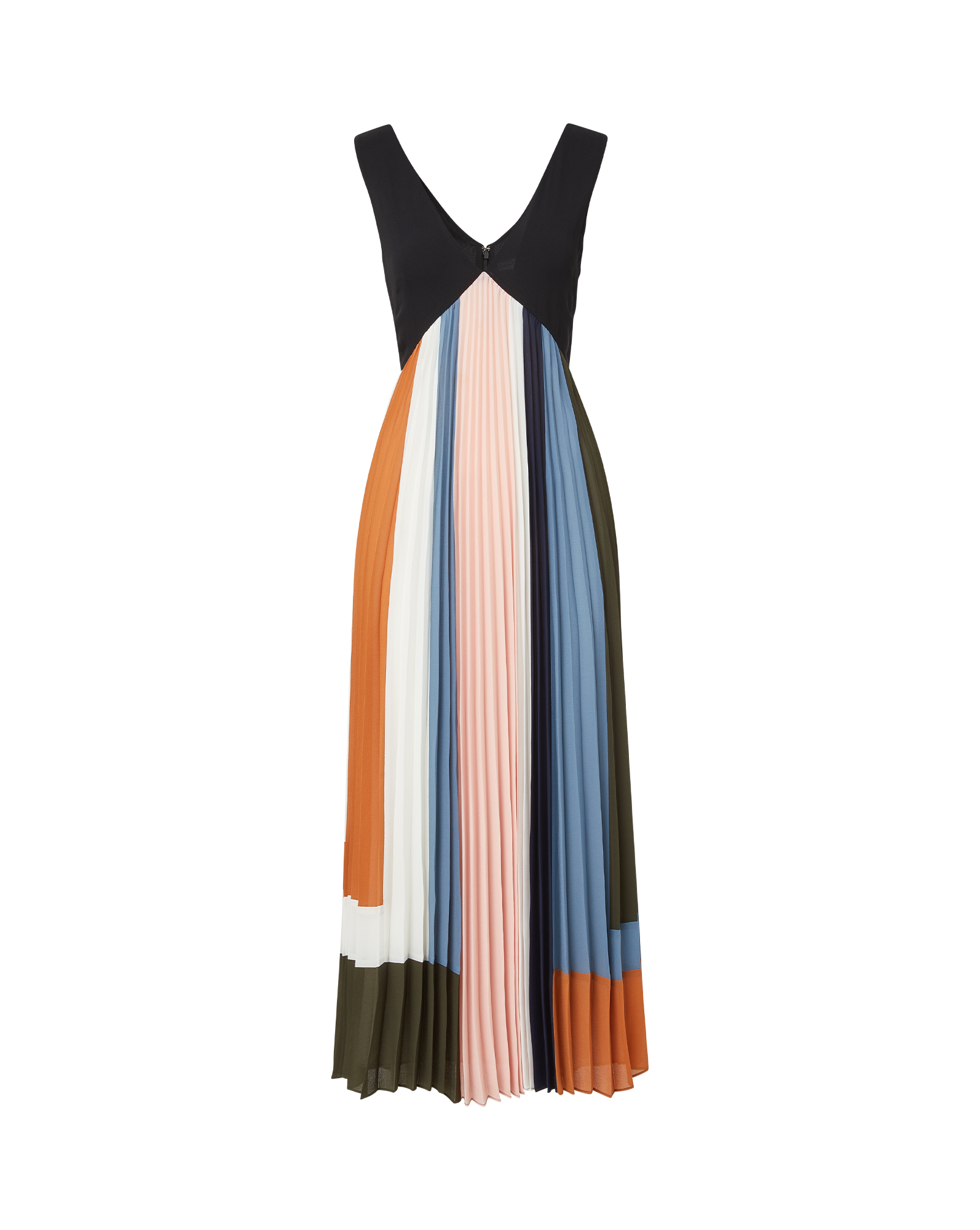 Nelly Pleated Maxi Dress in Dove Multi | Veronica Beard