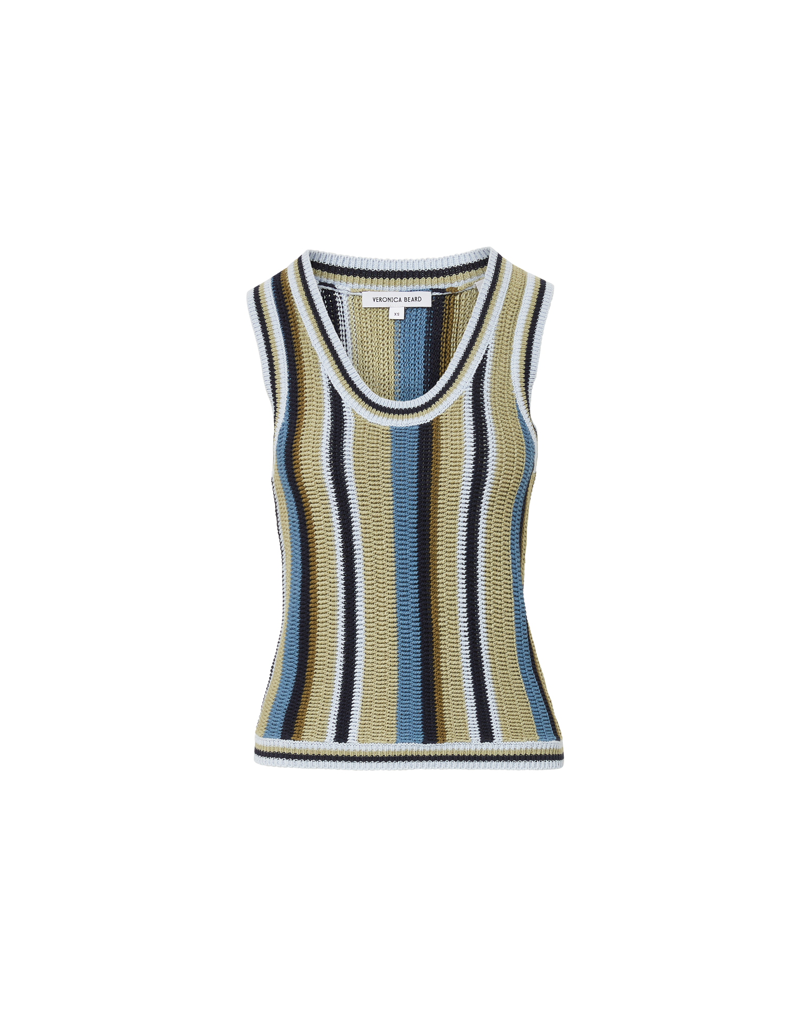 Veronica Beard Neveah Knit Tank Top - Stone Army/Lake Mist Multi