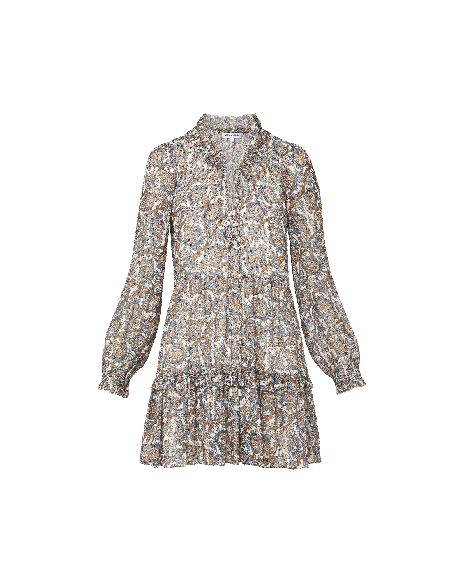 Veronica Beard Charles Silk Mini Dress - Dove White Multi