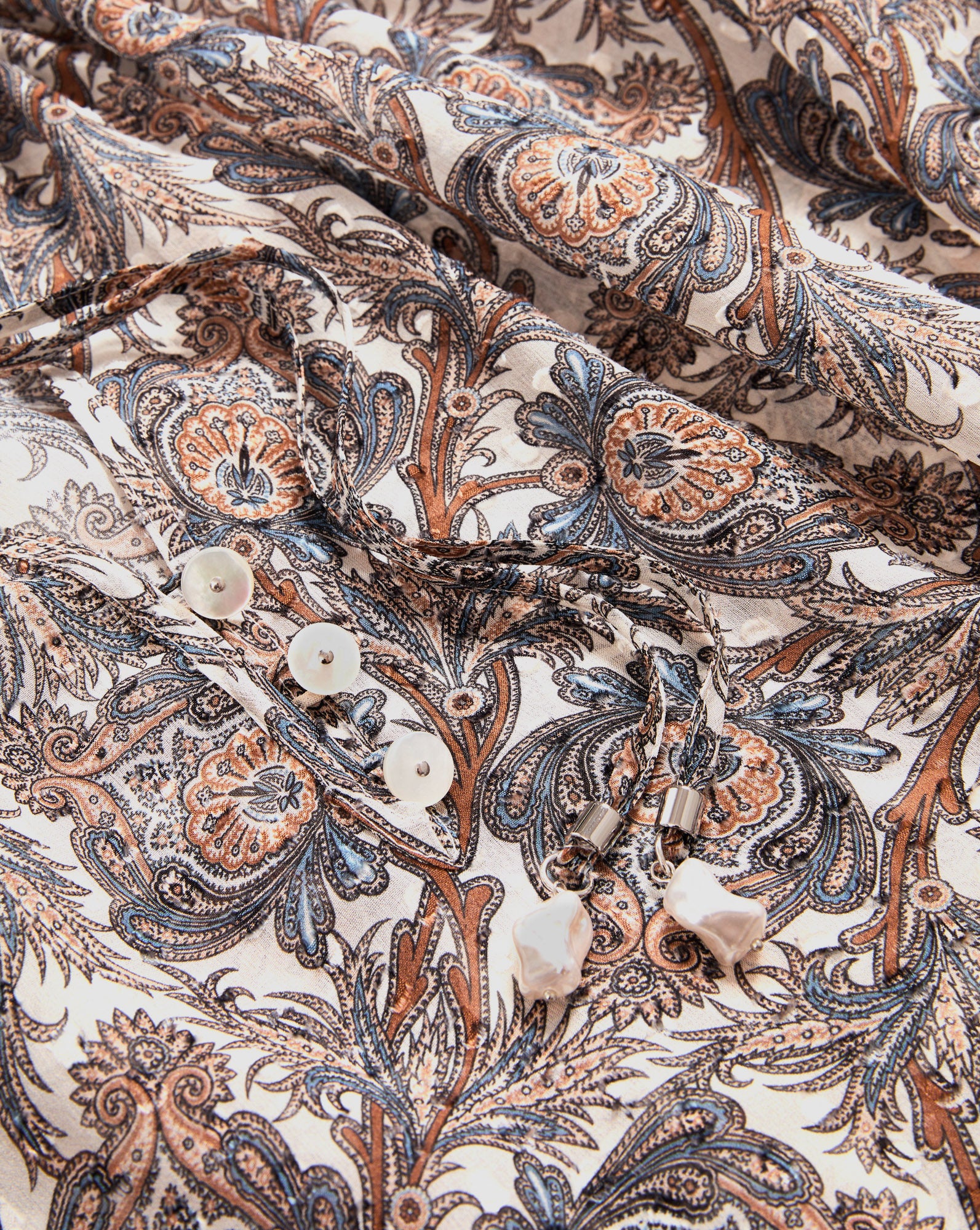 Veronica Beard Hickory Silk Blouse - Dove White Multi