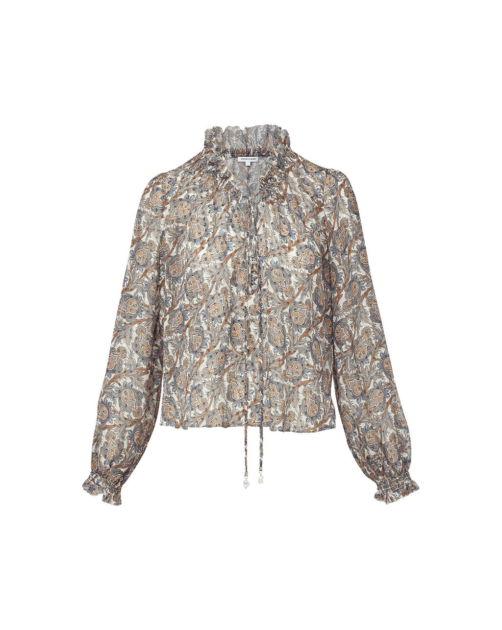 Veronica Beard Hickory Silk Blouse - Dove White Multi