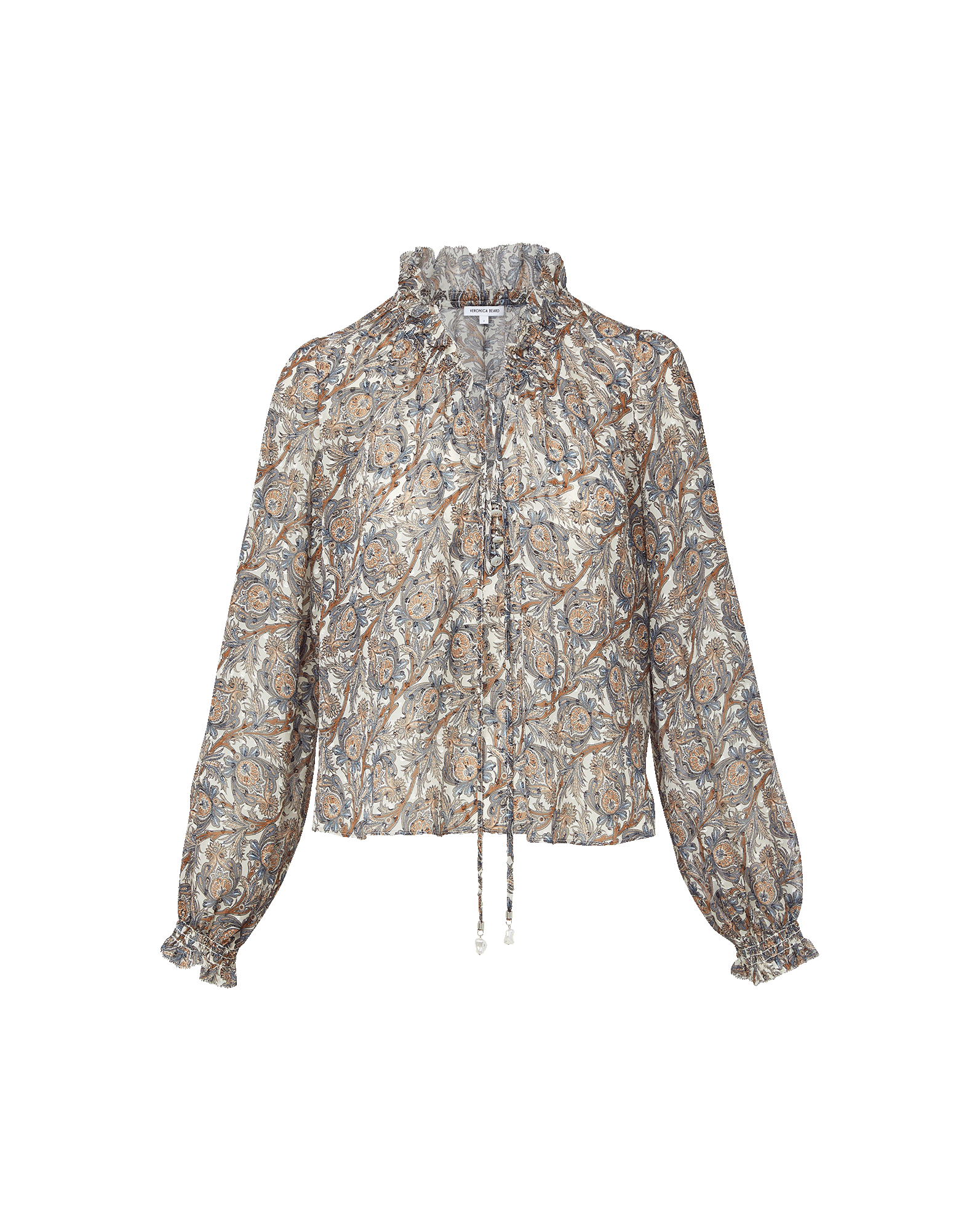 Veronica Beard Hickory Silk Blouse - Dove White Multi