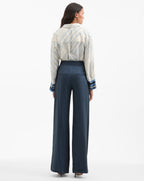 Veronica Beard Delila Silk Blouse - Dove White/Blue Lake Multi