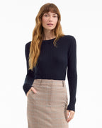 Veronica Beard Cheval Merino Wool Sweater - Navy
