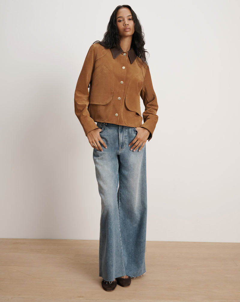 Veronica Beard Walters Suede Jacket - Whisky