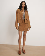 Veronica Beard Norwood Suede Mini Skirt - Whisky