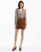 Veronica Beard Norwood Suede Mini Skirt - Whisky