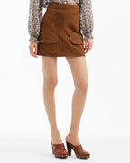 Veronica Beard Norwood Suede Mini Skirt - Whisky