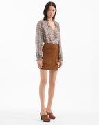 Veronica Beard Norwood Suede Mini Skirt - Whisky