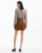 Veronica Beard Norwood Suede Mini Skirt - Whisky
