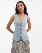 Veronica Beard Avalina Denim Vest - Blue Mirage