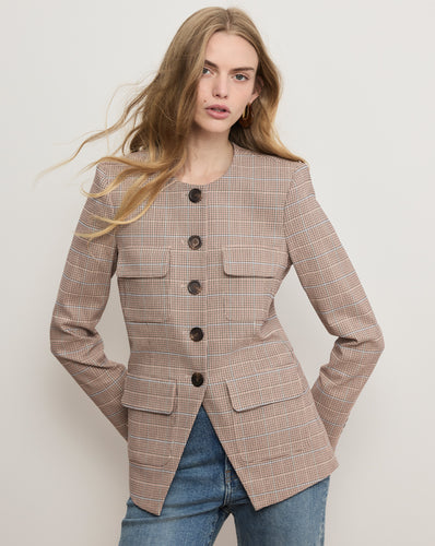 Veronica Beard Orrin Plaid Jacket - Hazelnut Multi